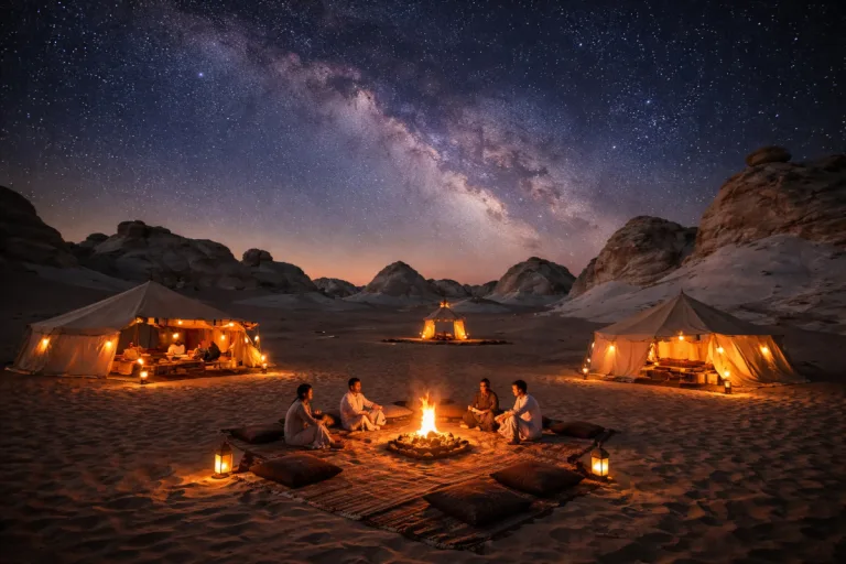 Noche bajo las estrellas en el desierto de Egipto
